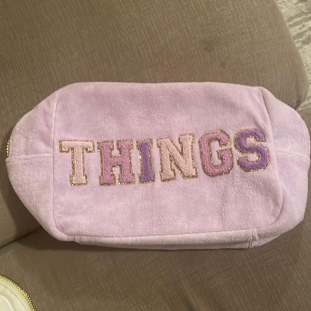 Stoney clover purple terry large pouch with patches